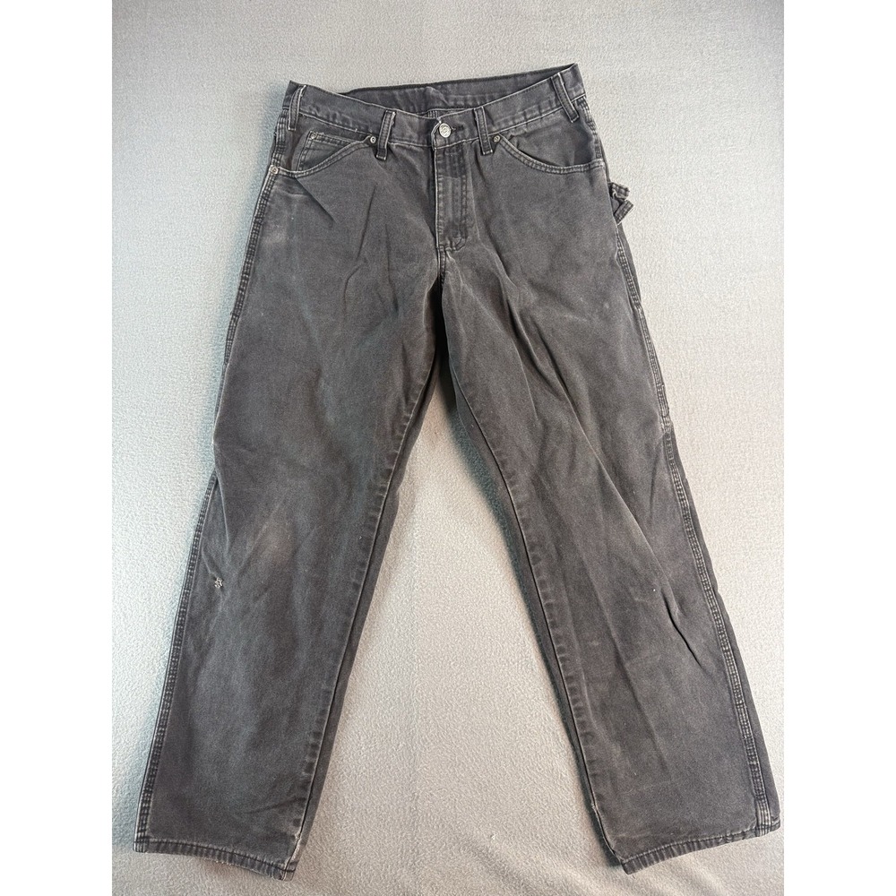 Dickies Mens Carpenter Pants 34x29 Gray Canvas Relaxed Fit Workwear Distressed